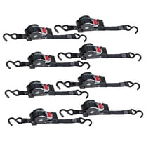 8 Pack 1" x 12' Retractable Ratchet Straps | Auto Retract NO-RATCHETING Ratchet Straps with Coated S Hook Tiedowns for Motorcycles, ATVs, Bikes: Tight & Secure Pickup Trailer Tie-Down