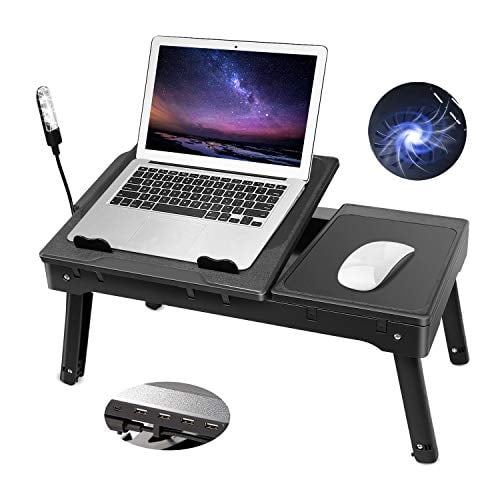 Mesa para portátil Moclever multifuncional con ventilador de refrigeración y lámpara