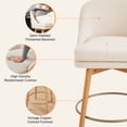 thumbnail image 2 of 27'' Swivel Counter Heigh Bar Stools, Set of 2, Fabric Bar Stools for Kitchen Island, Modern Bar Stools with Solid Wood Legs and Curved Back,Brown, 2 of 7