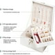 thumbnail image 4 of Organizador de caja de joyería Estuche de almacenamiento de cuero PU con cerradura de 2 capas | Gran capacidad con compartimentos extraíbles | Forro flocado | Pendiente Collar Porta Anillos, 4 of 5