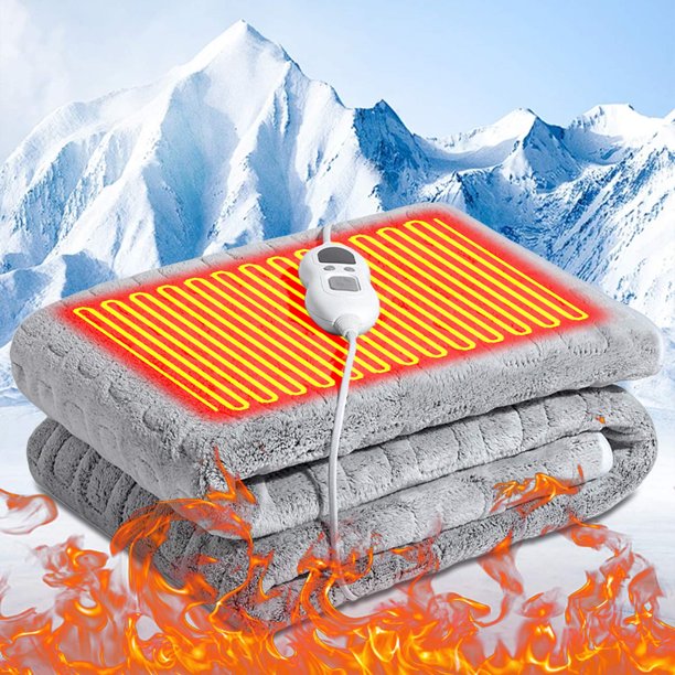Manta eléctrica | 3 ajustes de temperatura | Calentamiento rápido y apagado automático | Protección contra sobrecalentamiento | Franela suave | Lavable a máquina | 110 V (estándar estadounidense)