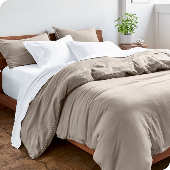 Bare Home Sandwashed Duvet Cover Set - Ultra-Soft - Premium 1800 Collection - 3 Piece - King, Pebble