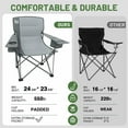 thumbnail image 2 of Timber Ridge Oversized Folding Camping Chair for Adults, Support 550 LBS Heavy Duty Chairs with Cup Holder Side Pocket for Camping, Lawn, Picnic, 2 Pack(Grey), 2 of 6