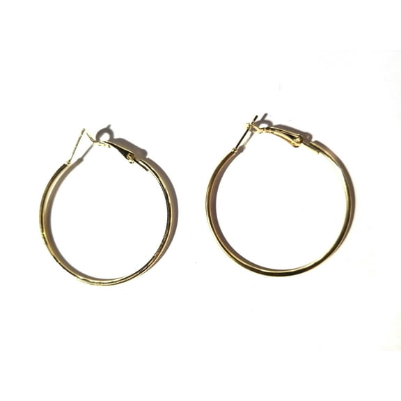 Circle Hoop Earrings Gold Tone Hoop Earrings Thin 1.75 inch Hoops