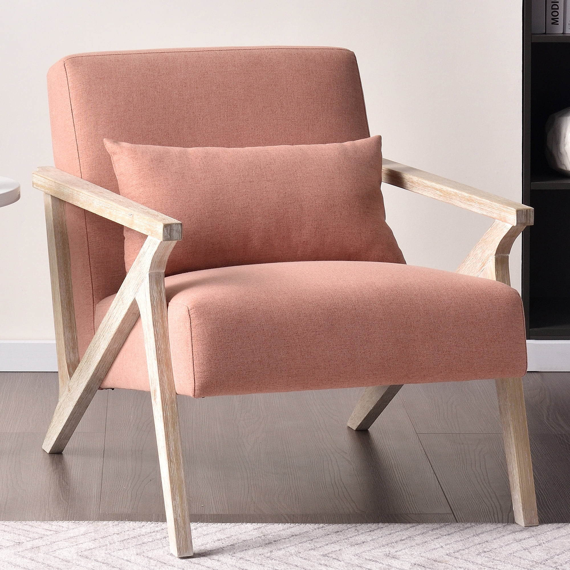 Bonzy Home Mid Century Modern Accent Chair, Light red