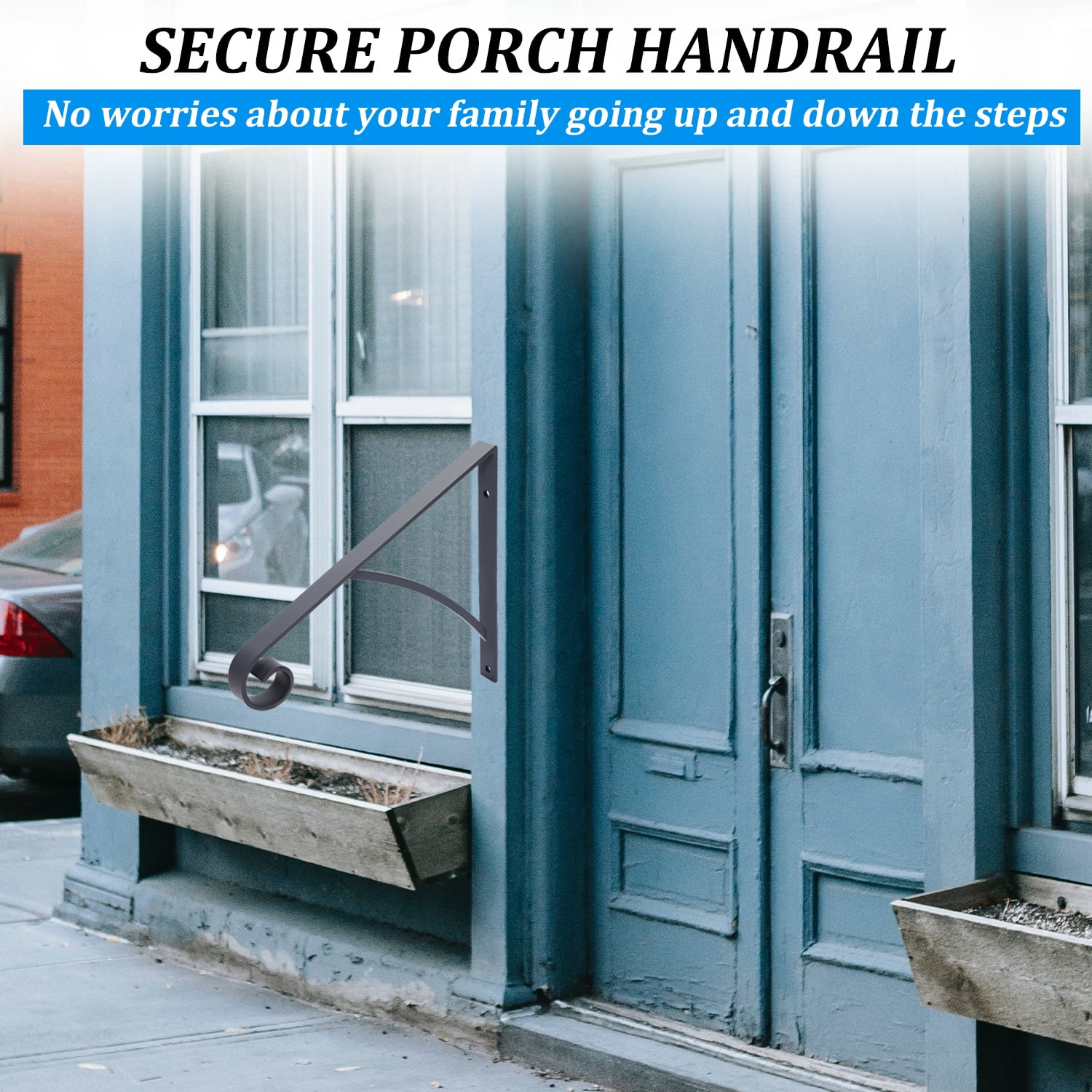Kojem Steps Handrail Grab Bar, Wall Mounted Hand Railings, for Stairs Outdoor Garage Porch Rail, Safety Metal Art