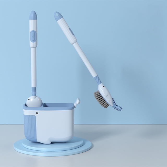 Wzzjkit Toilet Brush and Holder Set, Toilet Cleaning System, Wall Toilet Brush No-Slip Long Handle Soft Bristle Clean Toilet Corner Easily, Wall Mounting Toilet Brush