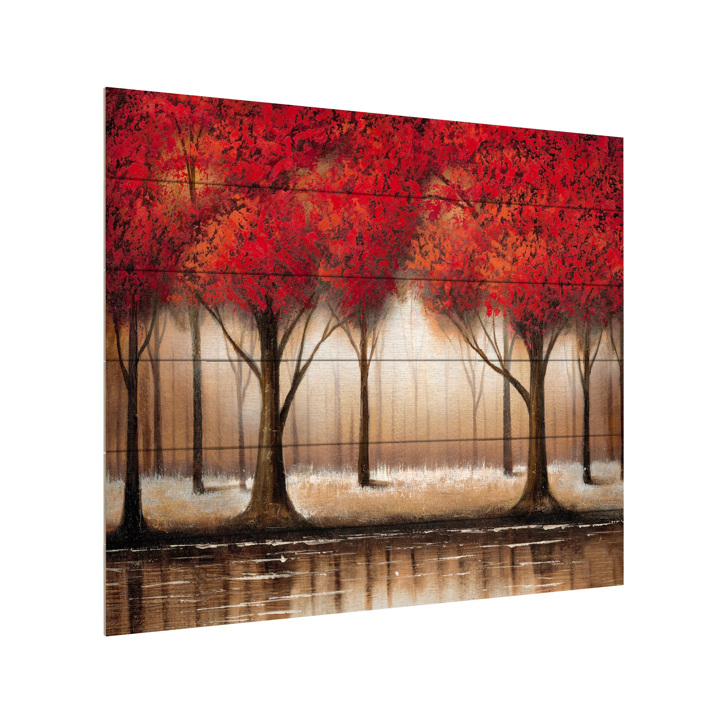 Trademark Fine Art 'Parade of Red Trees' Wooden Wall Art Art by Rio