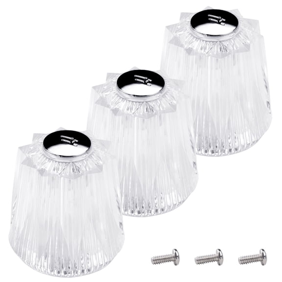 3 Packs Acrylic Hot Shower Knob Replacement Kit with Screws, Shower Faucet Handle, Clear Universal Bathtub Knobs Compatible with Bathroom Kitchen Sink Home