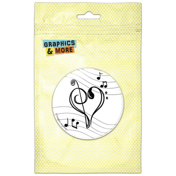 Treble Bass Clef Heart Music Black White Pinback Button Pin Badge