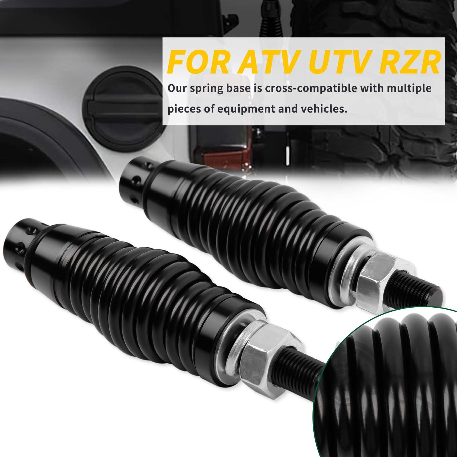 Whip Lights Spring Mounting Base LED Whips Spring Base Quick Release ATV Whip Spring for UTV ATV Boat Offroad Side-by-Side Compatible with Polaris RZR Can-Am Maverick X3 Sportsman, 2pc
