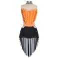thumbnail image 3 of Haitryli Women Sparkly Sleeveless Lyrical Dance Dress High-Low Mesh Skirted Leotard Gymnastic Orange XXL, 3 of 5