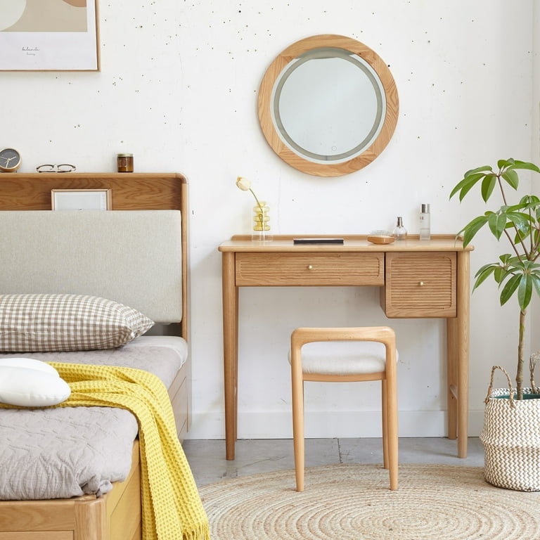 Natural Beech Wood Make up Stool Vanity Stool Vanity Chair with Padded Cushion Bed Bench for Dining Room Bedroom Walmart