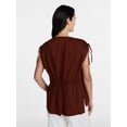 thumbnail image 4 of Time and Tru Women’s Linen-Blend Tunic Top with Ruched Sleeves, Sizes XS-XXXL, 4 of 6