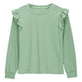 thumbnail image 5 of Linfrsh Girls Long Sleeve Shirt Girls Long Sleeve Shirts Soft Cotton Long-Sleeve T-Shirts Tagless Basic Tees for Teen Girls Youth Green,9-10 Years, 5 of 5