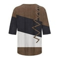 thumbnail image 5 of Elbow Length Crewneck Shirts Women Casual Loose Patchwork T-Shirts Summer Basic Tunic Tops (XL, Brown), 5 of 5