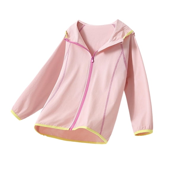 hotojiny Kids Zip-Up Hoodie Girls Boys Sun Protection Lightweight Jacket Teens Cooling Color Block Hooded Shirt 4-16 Y