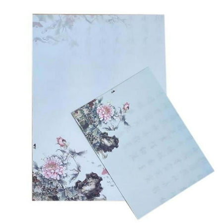 Panda Superstore PS-OFF490804011-YAN01900 Chinese Style Beautiful Antiquity Envelope Set Writing Paper Greeting Cards, Peony - Set of 10