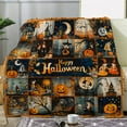 thumbnail image 2 of Kuscheln Halloween Blanket, Spooky Ghost Pumpkin Fleece Throw Blanket, Cozy Warm Blanket for Sofa Couch Bed Travel, Halloween Gift for Kids Adults Friends, Holiday Party Blanket, 2 of 6