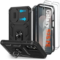 for Samsung Galaxy S25 FE 5G Case,Samsung S 25FE Phone Case with Camera Cover & Magnetic Kickstand [2 Screen Protector],Military Shockproof Case for Galaxy S25 FE 2025,Black