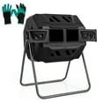 thumbnail image 1 of Costway 42-Gal Compost Bin Dual Chamber Composting Tumbler with 2 Sliding Doors Metal Frame Black, 1 of 10