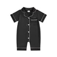 thumbnail image 3 of BemeyourBBs Newborn Baby Girl Boy Silk Satin Pajamas Rompers Kids Short Sleeve Button Down Pjs Infant One Piece Jumpsuit Loungewear Sleepwear, 3 of 10