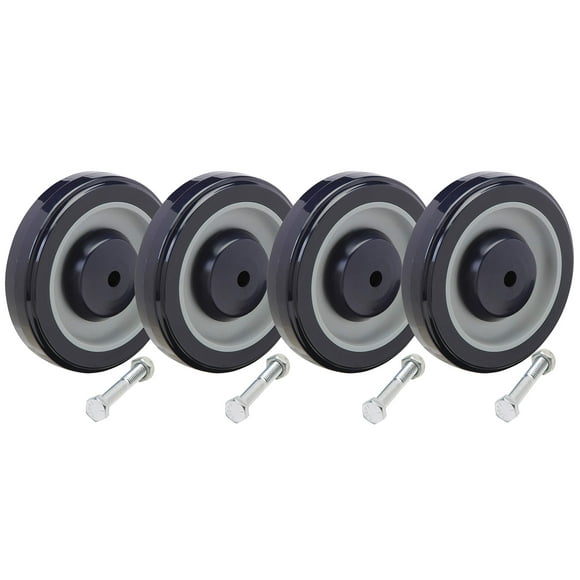 Shopping Cart Wheel Replacement Kit | 5"" Diameter | Including 5/16"" Axle Bolts: Set of 4