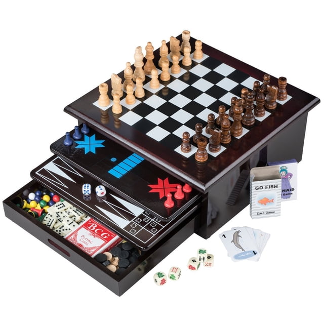 Set de juegos de mesa Etna Deluxe 15 en 1 con cajón de almacenamiento