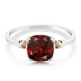 thumbnail image 2 of Gem Stone King 925 Sterling Silver and 10K Rose Gold Red Garnet Engagement Ring for Women (2.74 Cttw, Gemstone Birthstone, 8X8MM Cushion, Available 5,6,7,8,9), 2 of 6