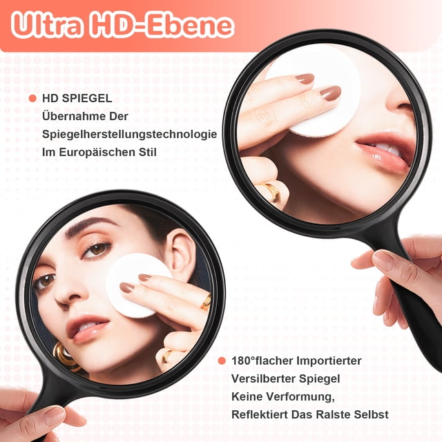 pitrice 2x Easy To Carry Handheld Mirror Clear And Convenient Wide Application Magnifying Mirror With Handle black 5Set
