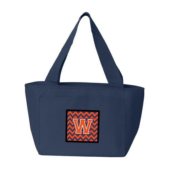 Letter W Chevron Orange and Blue Lunch Bag