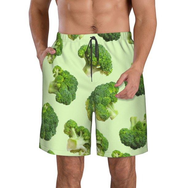 Fotbe Broccoli 3 Trajes de Baño Estampados para Hombre, Shorts de Verano de Secado Rápido, Ropa de Playa, Bañadores-Small