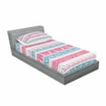 thumbnail image 3 of Tribal Bedding Set with Sheet & Covers, Egyptian Cats Wings Pyramids Triangles Historical Pattern, Printed Bedroom Decor 2 Shams, 4 Sizes, Pale Blue Pink White, by Ambesonne, 3 of 3