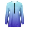 thumbnail image 4 of Royisotas Fall Plus Size Sweatshirts for Women Gradient Color Long Sleeve Tunic Pullover Blue Half Zip Crew Neck Casual No Hood Tops, 4 of 5