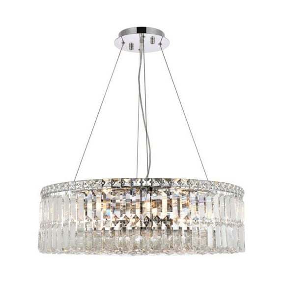 2030 Maxime Collection Hanging Fixture D24in H7.5in Lt:12 Chrome Finish (Royal Cut Crystals)
