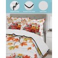 thumbnail image 3 of Full Size Quilt Bedding Set, Fall Red Truck Reversible Summer Quilt 3 Pieces, Thanksgiving Harvest Pumpkins Wooden Grain Lightweight Bedspreads Coverlets with 2 Pillow Shams for All Seasons, 3 of 5