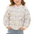 thumbnail image 3 of Wilark Girls Cute Graphic Print Padded Puffer Jackets Stand Collar Snap Quilted Fall Winter Causal Long Sleeve Lightweight Warm Outerwear White 2, 3 of 9