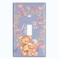 thumbnail image 2 of Metal Light Switch Wall Plate Outlet Cover (2 Teddy Bears With Love Heart Flower Balloon Flower Wreath Purple - Single Toggle), 2 of 2