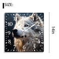 thumbnail image 2 of 14 Inch Wall Clock Battery Operated Silent Clock Decorative for Office, Kitchen, Outdoor, Living Room，Wolf on Snow Winter Landscape with Snowflake Lovely, 2 of 4