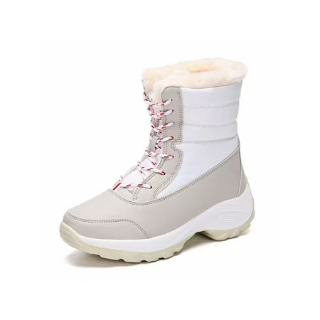 

Gomelly Unisex Warm Shoes Faux Snow Boots Mid Calf Winter Boot Cold Weather Outdoor Work White 2.5Y