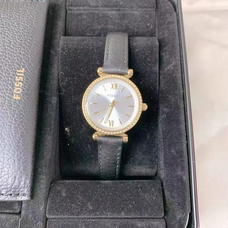 Fossil ES5180SET Carlie Three Hand Black Eco Leather Watch and
