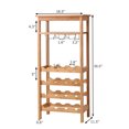 thumbnail image 2 of Gymax Bamboo Wine Rack Countertop Bottle Storage Free Standing w/ Glass Hanger & Shelf, 2 of 10