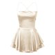 thumbnail image 4 of Vestido sexy sin espalda de satén para mujer: mono con cuello vuelto, lazo y tirantes finos, conjunto para discoteca, fiesta o playa, tallas S/M/L, 4 of 5