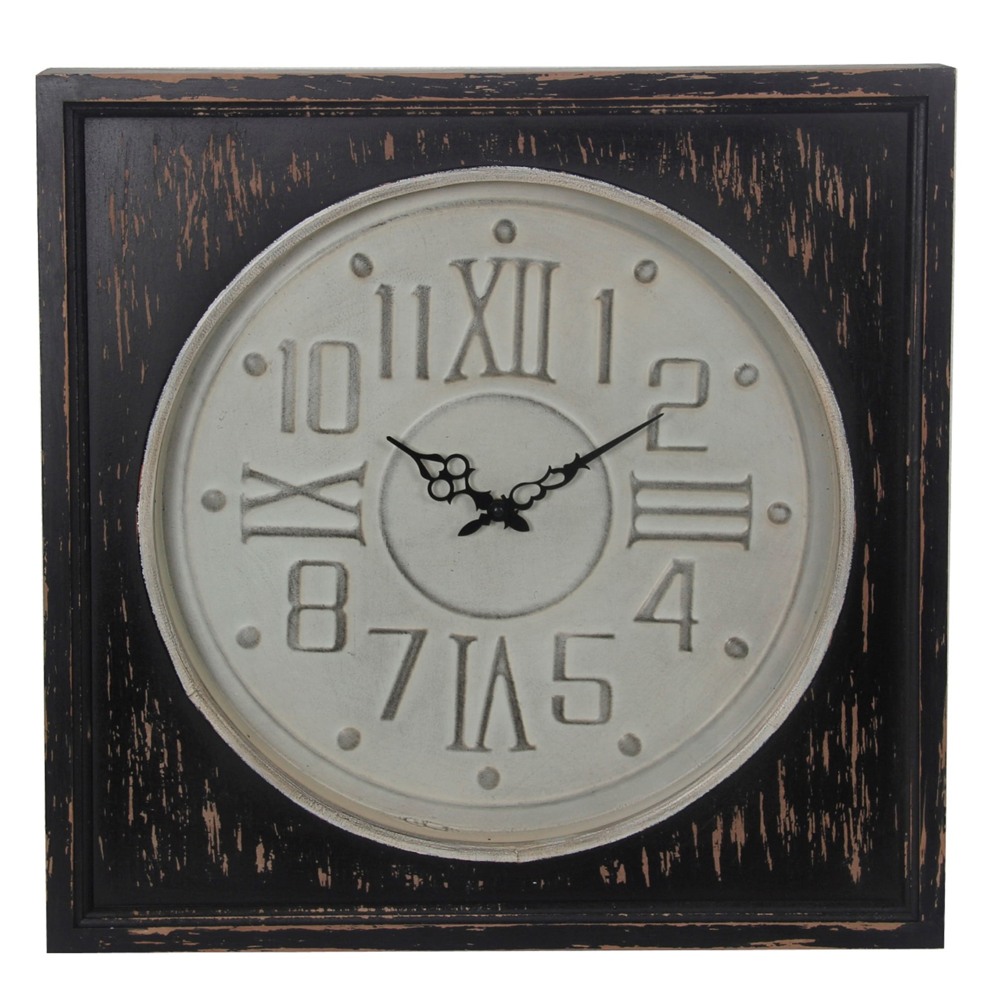 Round Wall Clock With Square Wooden, Square Wooden Frame Wall Clock