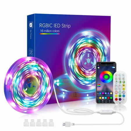 

Festive Items LED Strips RGB5050 Bluetooth Music White Black Easy Installation Bedroom Living Room Kitchen Decoration
