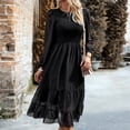 thumbnail image 3 of Vestido De Mujer Vestido largo de dama Vestidos de fiesta de cóctel con adorno de volantes jacquard con cuello redondo y puntos casuales Ygjytge Xl Negro para Mujer, 3 of 6