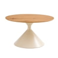 thumbnail image 3 of Set of 2 Coffee Round Tables, Round Coffee Table with Wooden-Look Top & Steel Base, Coffee Tables for Living Room, Bedroom, 3 of 9