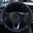 thumbnail image 5 of Black PU Leather Diamond Car Steering Wheel Cover Protector 15"/38cm Accessories, 5 of 6