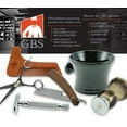 thumbnail image 4 of GBS Classic Straight Edge Razor Barber Shavette + Brush and Razor Stand - Ivory Horn Handle - Gold Accents + 10 Blades Mens Manual Shaver Excellent Locking Safety Mechanism, 4 of 6