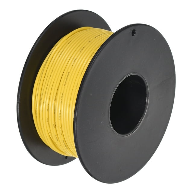 Uxcell Fil de Raccordement 26AWG 30m/100 Pieds Jaune, Fil Électrique UL1007 Bobine